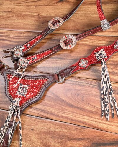 Rockn' Wilsons Gladiator Red Chunky Glitter w/ Cheetah Cross Stitch