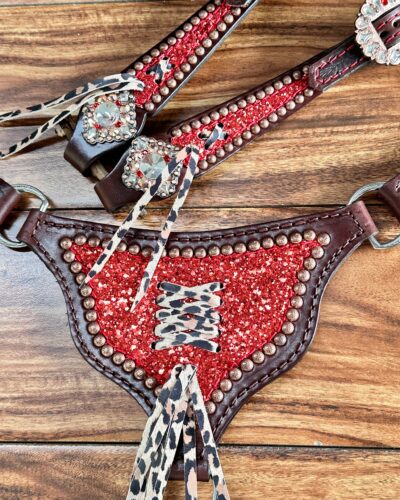 Alternative view of Rockn' Wilsons Gladiator Red Chunky Glitter w/ Cheetah Cross Stitch