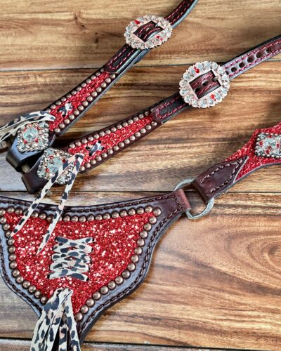 Rockn' Wilsons Gladiator Red Chunky Glitter w/ Cheetah Cross Stitch - Image 3