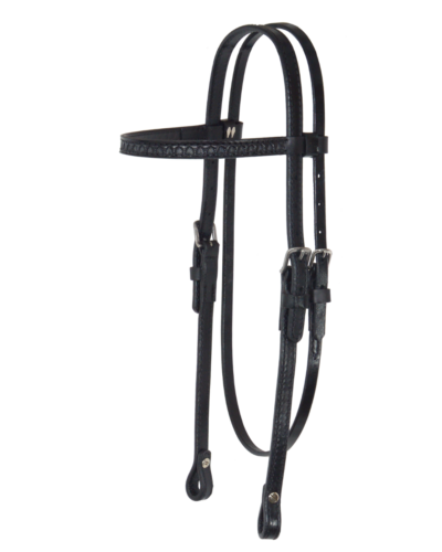 Circle Y Black Shell Tooled Browband Headstall