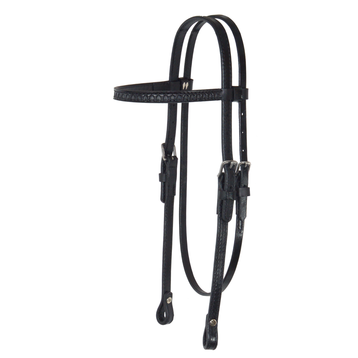 Circle Y Black Shell Tooled Browband Headstall