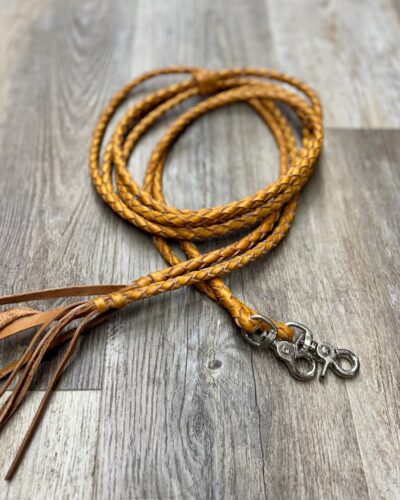 Tan Braided Leather Split Reins