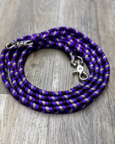 Purple, Grey & Black Braided Contest Rein