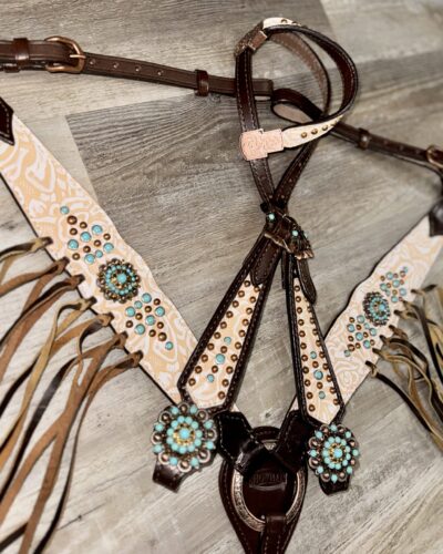 Blushed Rose Headstall & Breastcollar Set - Image 3