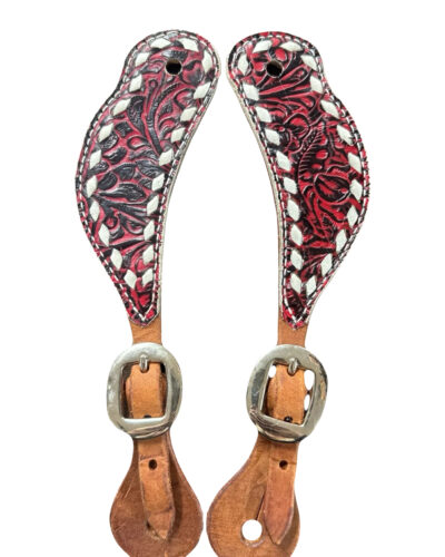 San Saba Floral Spur Straps w/ White Buckstitching