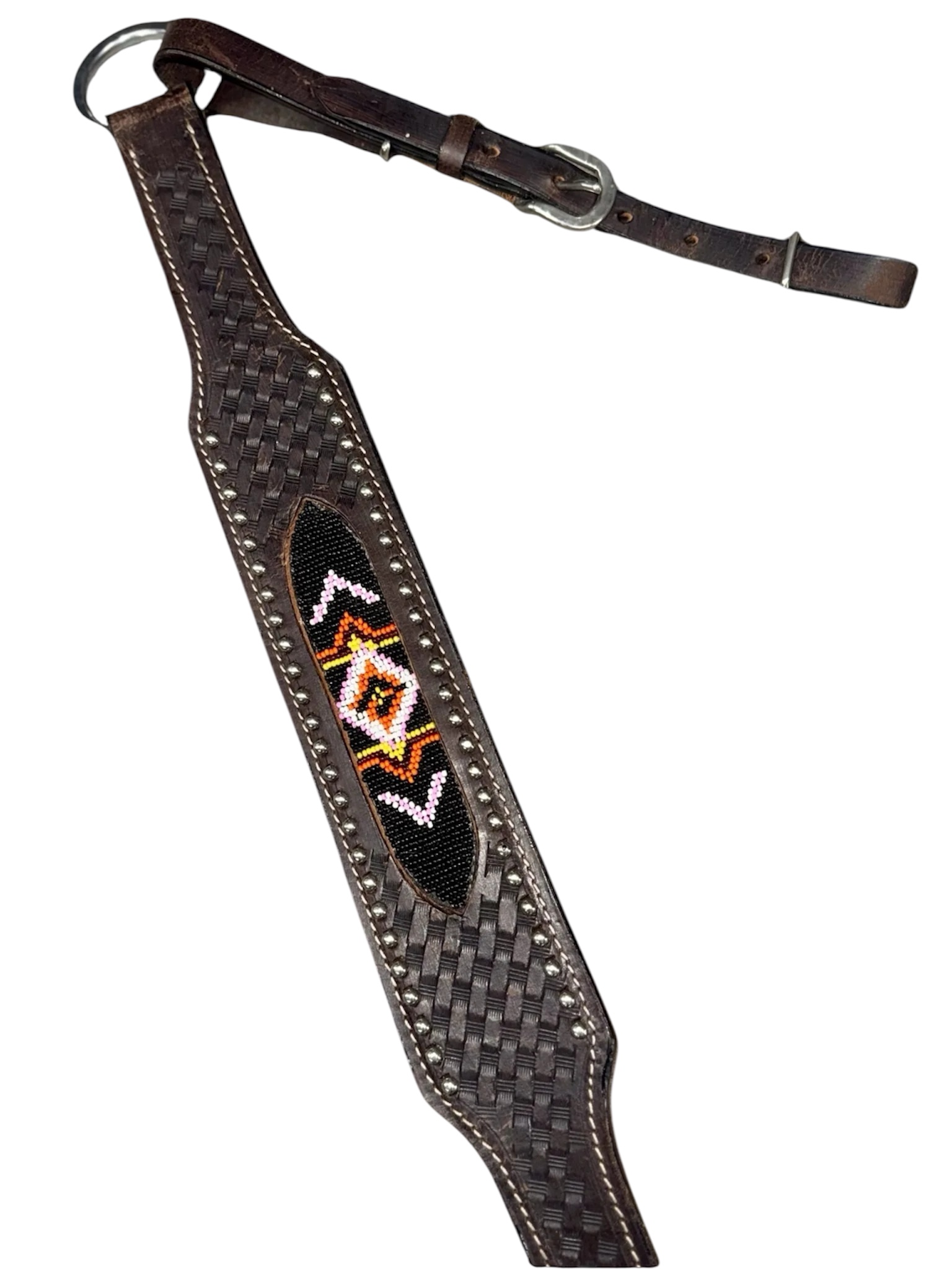 Dark Oil Navajo Beaded Inlay Breastcollar - Image 2