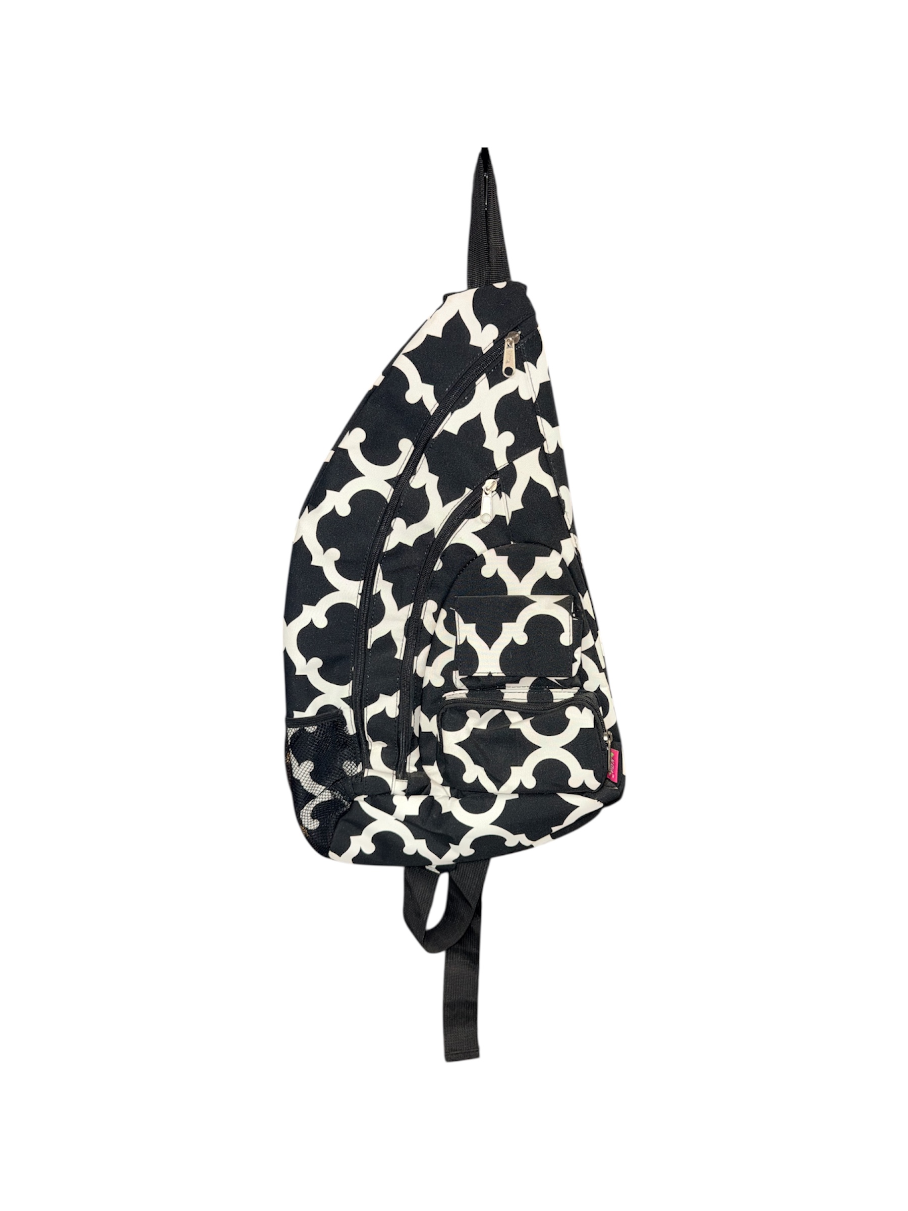 Black & White Moroccan Print Sling Backpack