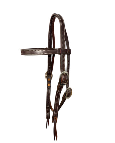 Dark Leather Heavy Duty Doubled & Stitched Browband Headstall