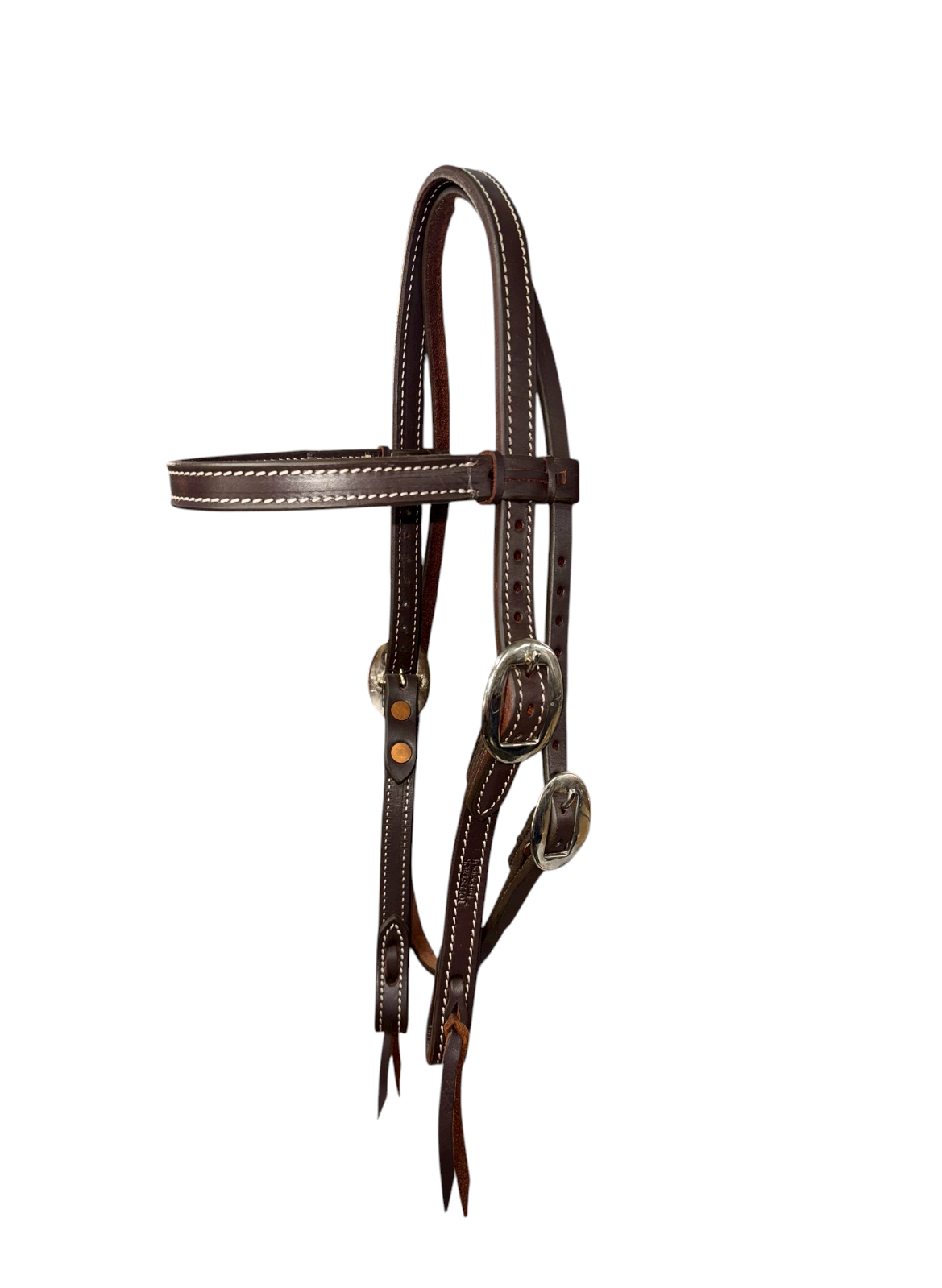 Dark Leather Heavy Duty Doubled & Stitched Browband Headstall