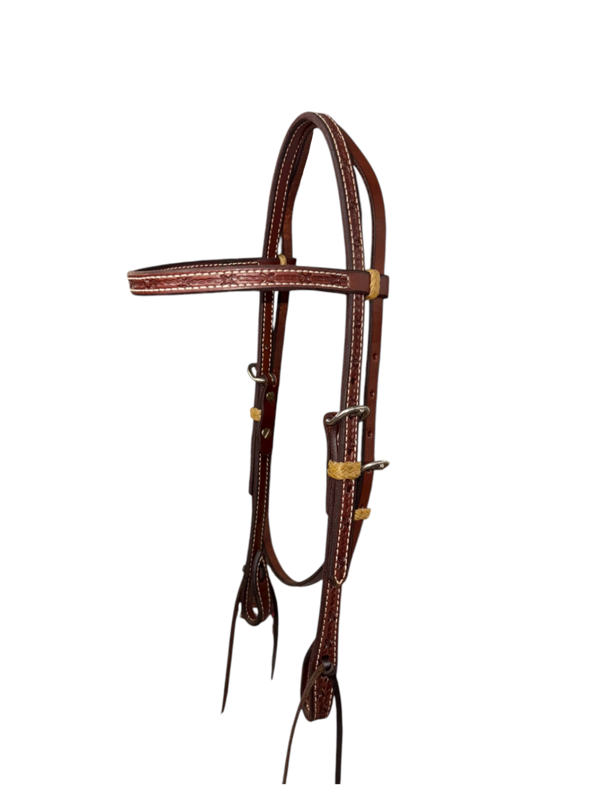 Barbed Wire Tooled Browband Headstall