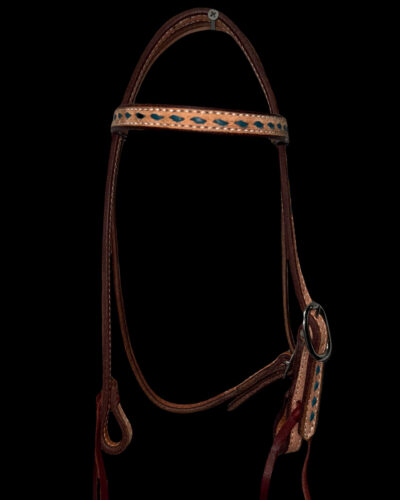 Pony Size Turquoise Buckstitched Browband Headstall