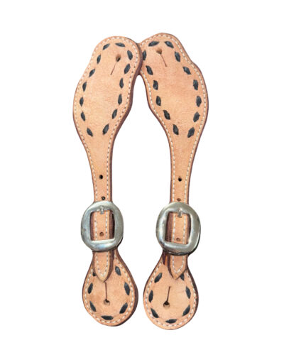 Black Buckstitched Ladies Size Roughout Spur Straps