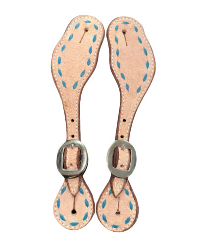 Teal Buckstitched Ladies Size Spur Straps
