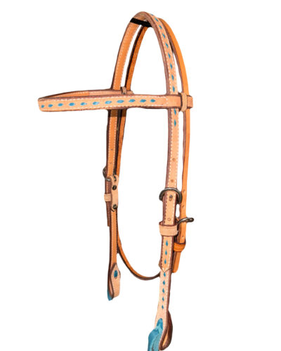 Roughout Turquoise Buckstitched Browband Headstall