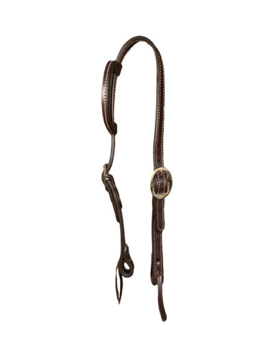 Dark Leather Heavy Duty Doubled & Stitched 1-Ear Headstall