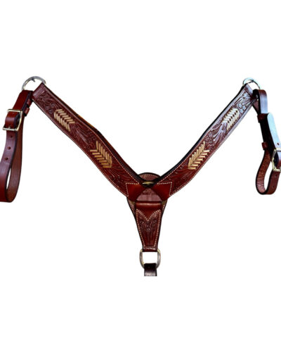 Dark Oiled Floral Tooled & Rawhide Breastcollar