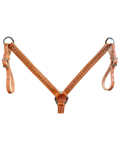Large Dotted Natural Harness Leather Breastcollar