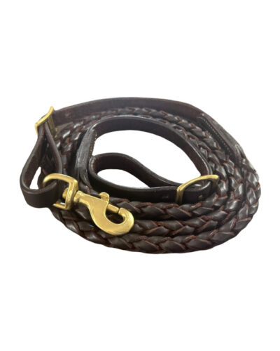Dark Heavy Oiled Round Braided Leather Rein