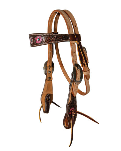 Professionals Choice Pink Flower Pony Browband Headstall