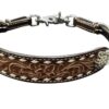 Leather Floral Tooled Wither Strap w/ White Rawhide Lacing