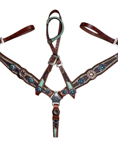 Rockn’ Wilsons Teal & Purple Gator Overlay w/ Copper Daisy Conchos