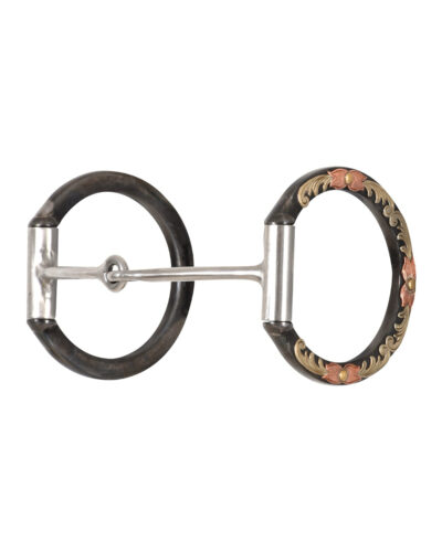 Classic Equine Floral Scroll Tool Box D-Ring Bit w/ Thin Smooth Bar