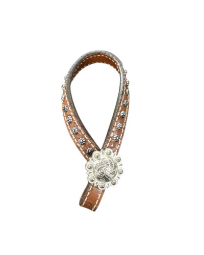 Brown Filigree Leather Tie Down Keeper
