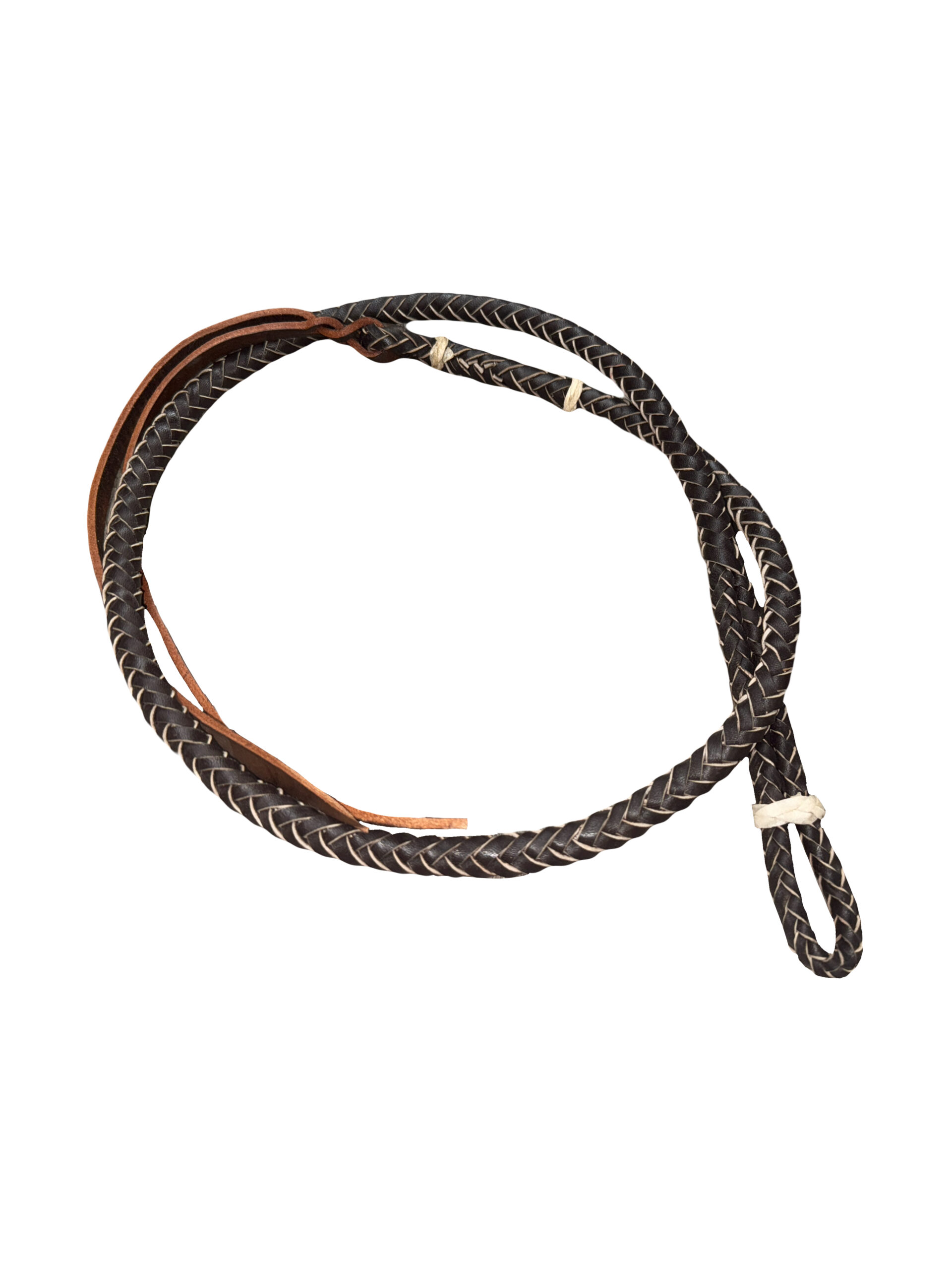 Round Braided Leather Over & Under Whip