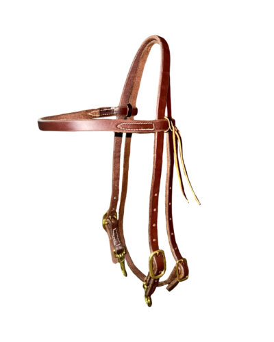 Heavy Oiled Double Buckle Browband Headstall w/ Snaps