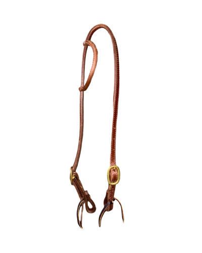 Dark Oiled Doubled & Stitched Double Buckle 1-Ear Headstall