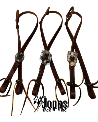 One Ear Heavy Oil Harness Leather Headstall With Fancy Buckle