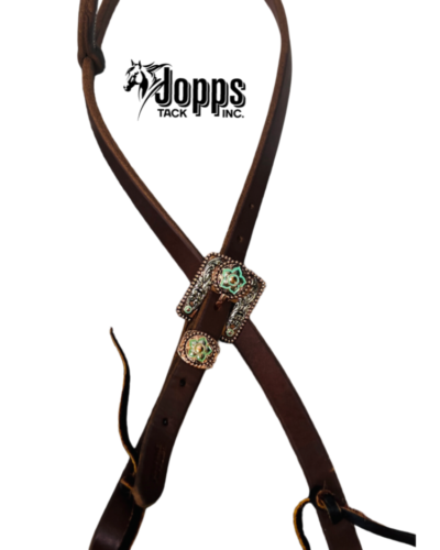 One Ear Heavy Oil Harness Leather Headstall With Fancy Buckle - Image 4