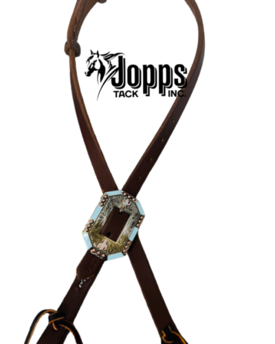 One Ear Heavy Oil Harness Leather Headstall With Fancy Buckle - Image 3