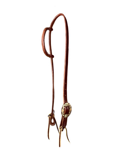 Single Buckle Brown Steel Floral 1-Ear Headstall
