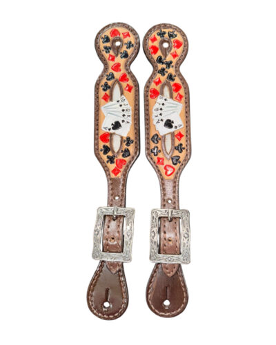 Ladies Size Royal Flush Painted Leather Spur Straps
