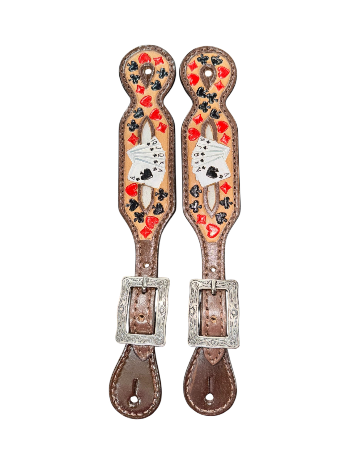 Ladies Size Royal Flush Painted Leather Spur Straps