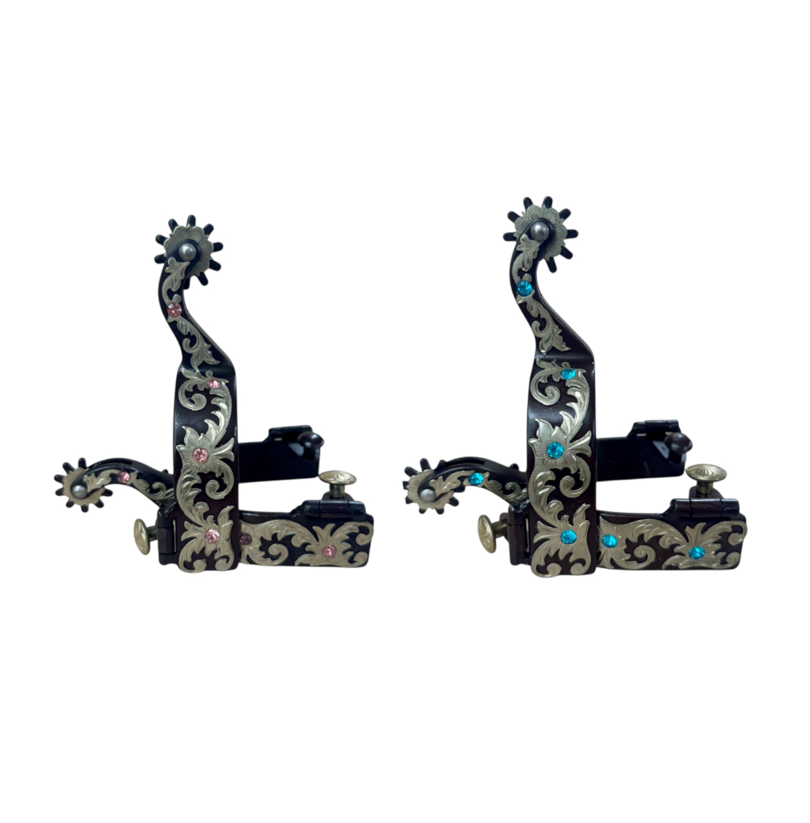 Brown Steel & Rhinestone Spurs