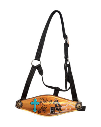 Riding on Faith Hand Painted Metallic Bronc Halter