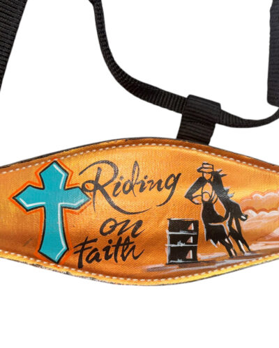 Alternative view of Riding on Faith Hand Painted Metallic Bronc Halter