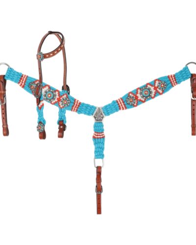 Pony Size Citrus Sea Mohair 1-Ear Headstall & Breastcollar Set