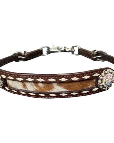 Leather Hair on Hide Wither Strap w/ White Buckstitch Trim