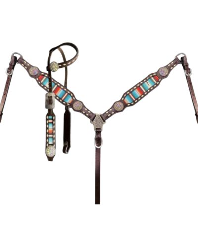 Southwest Serape Print 1-Ear Headstall & Breastcollar Set