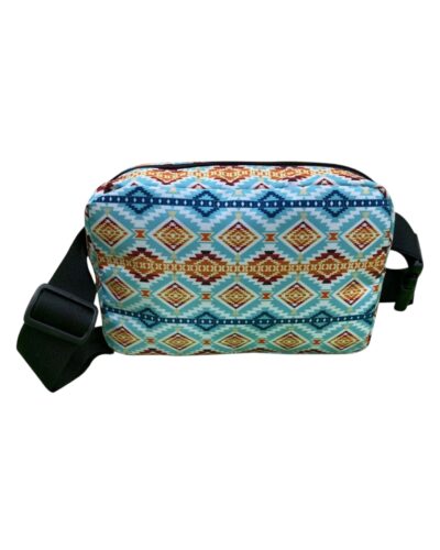Blue/Orange/Teal Aztec Nylon Belt Bag