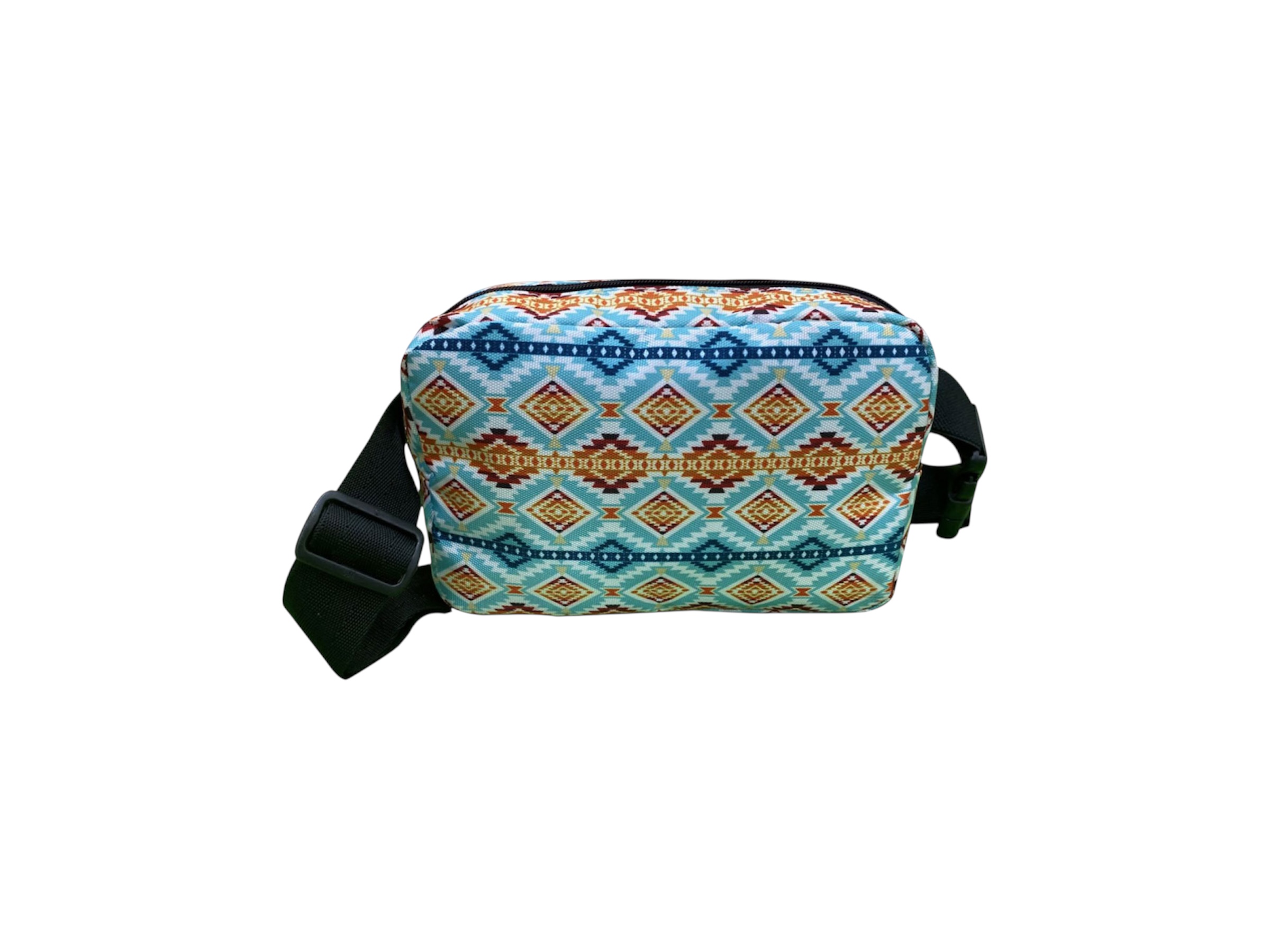 Blue/Orange/Teal Aztec Nylon Belt Bag