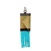 Teal Acid Wash Cowhide Clip Phone Pouch