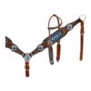 Blue Beaded Inlay Headstall & Breastcollar Set