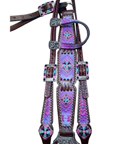 Alternative view of Rockn’ Wilsons Pink & Purple Aztec w/ Cross Stitch