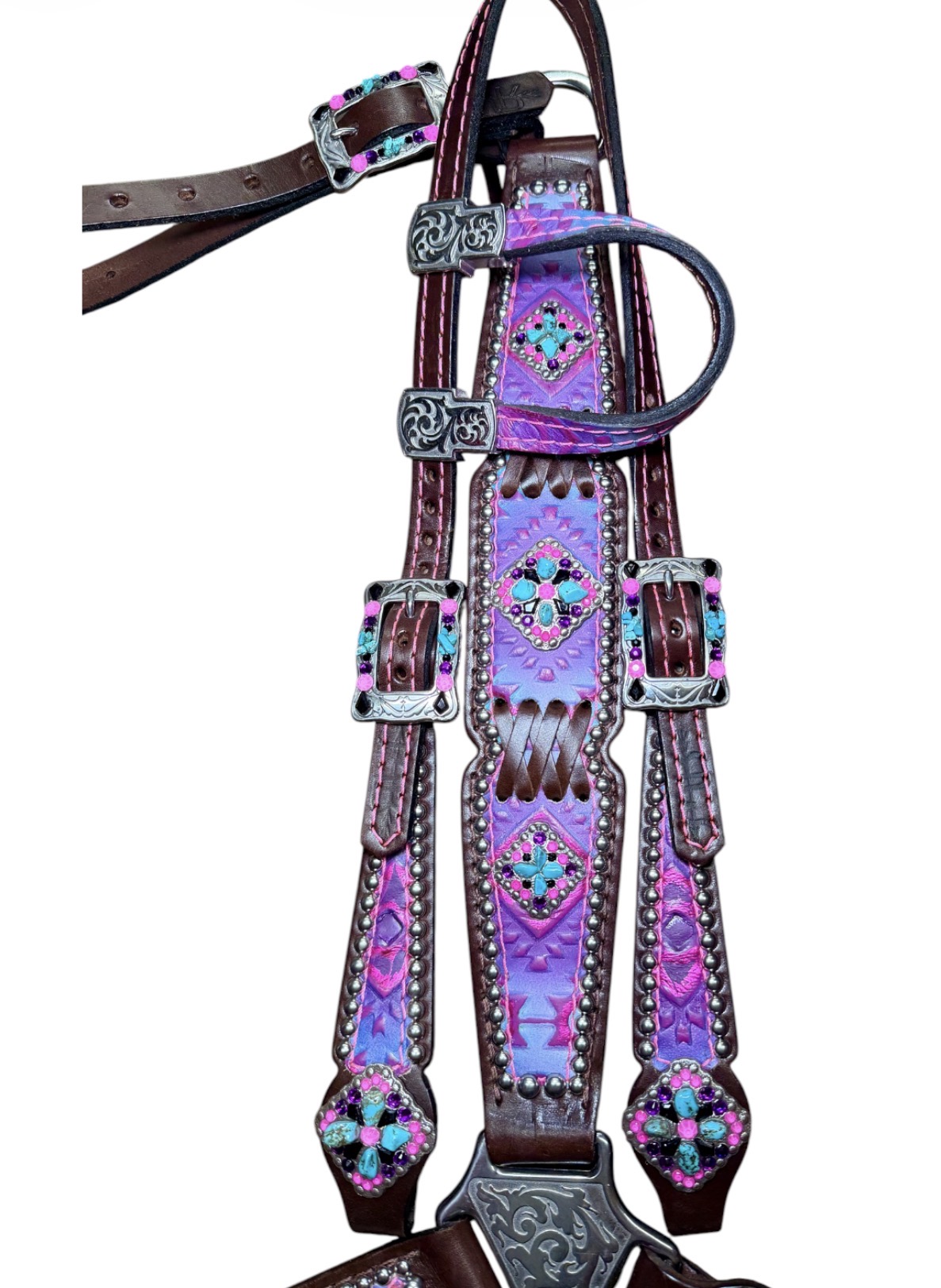 Rockn’ Wilsons Pink & Purple Aztec w/ Cross Stitch - Image 2