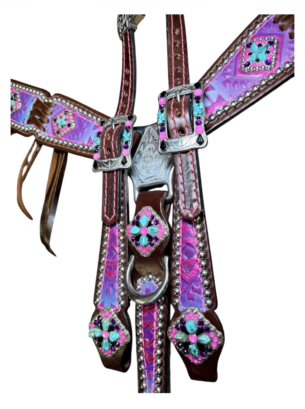 Rockn’ Wilsons Pink & Purple Aztec w/ Cross Stitch - Image 3
