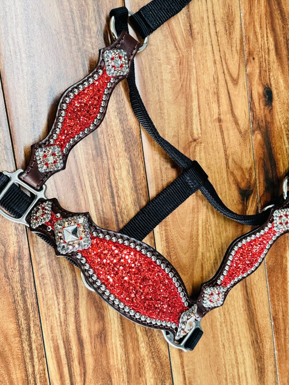 Rockn’ Wilsons Red Chunky Glitter Bronc Halter